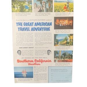 Vintage 1955 Southern California Travel Adventure Ad Advertisement